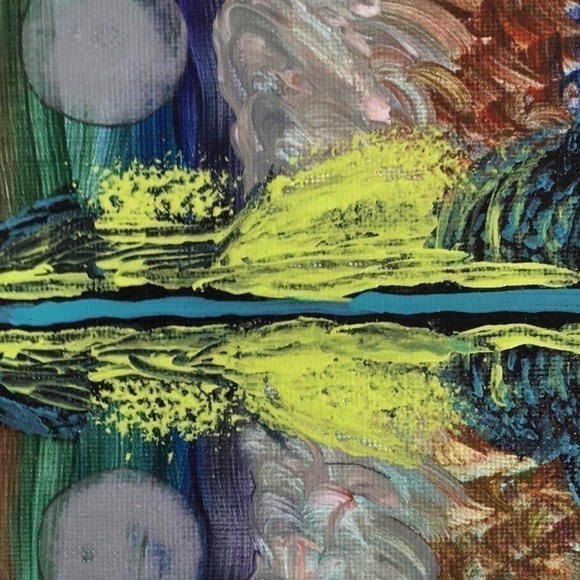 𝅺ORIGINAL Painting Colorful Abstract Landscape Small Panel - Picture 4 of 10